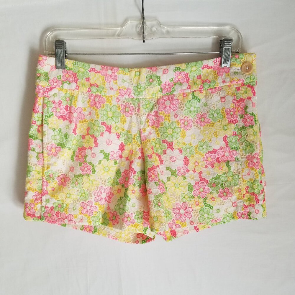 Lilly Pulitzer Shorts Womens Size 2 (Waist 29 Inseam 4.5 in) Floral Embroidred